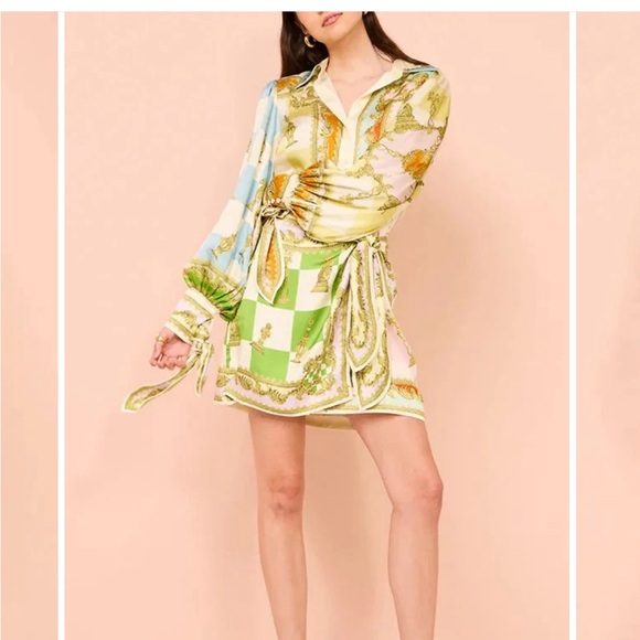 NWT satin print wrap style dress - Picture 2 of 3